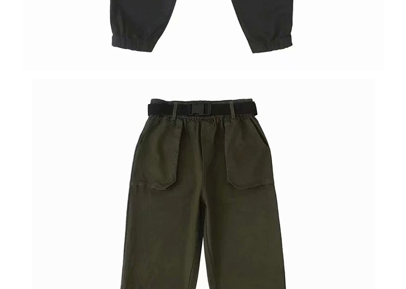 Fashion Army Green Gathered Overalls,Pants