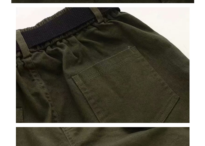 Fashion Army Green Gathered Overalls,Pants