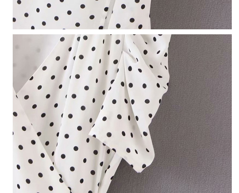 Fashion White Polka-dot Wrap Wrap V-neck Dress,Mini & Short Dresses