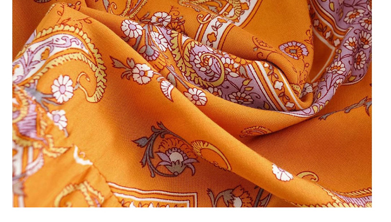 Fashion Orange Elastic Waist Floral Print Skirt,Skirts