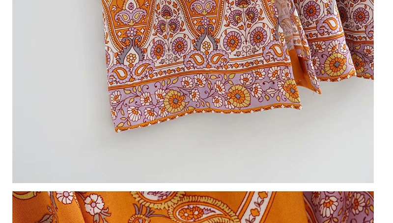 Fashion Orange Elastic Waist Floral Print Skirt,Skirts