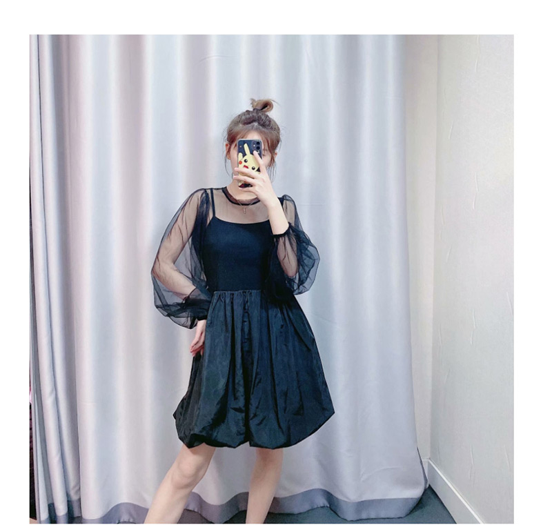 Fashion Black Tulle See-through Mesh Dress,Mini & Short Dresses