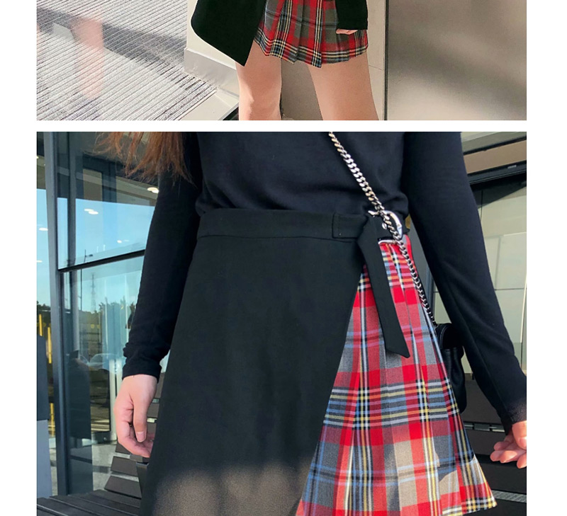 Fashion Color Irregular Checked A-line Skirt,Skirts