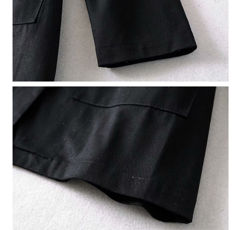 Fashion Black Workwear Mid-length V-neck Coat,Coat-Jacket