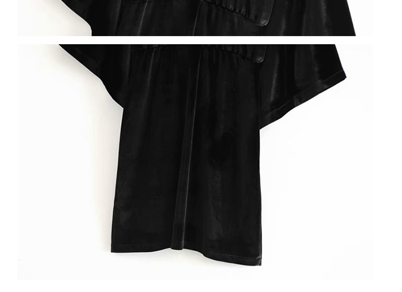 Fashion Black Velvet V-neck Dress With Jewellery Buttons,Mini & Short Dresses