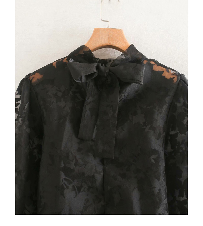 Fashion Black Embroidered Organza Shirt,Blouses