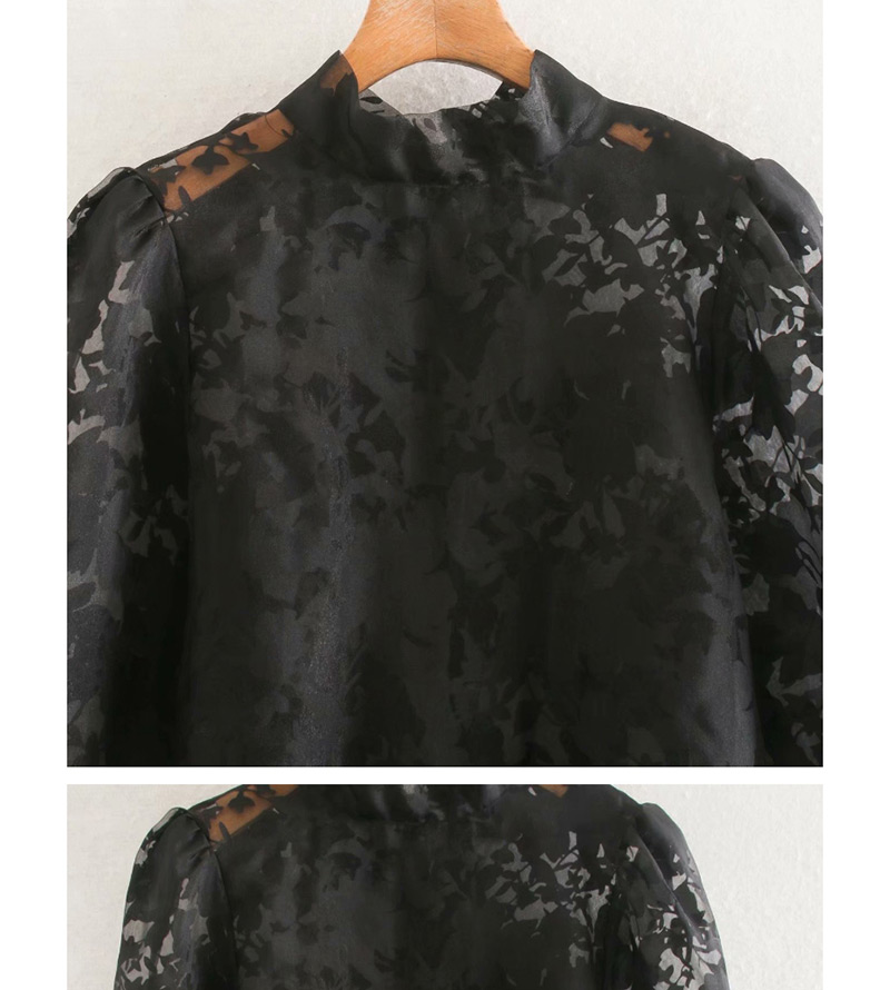 Fashion Black Embroidered Organza Shirt,Blouses