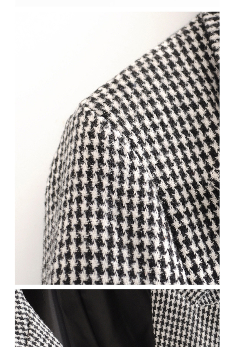 Fashion Black Houndstooth Double Breasted Suit,Coat-Jacket