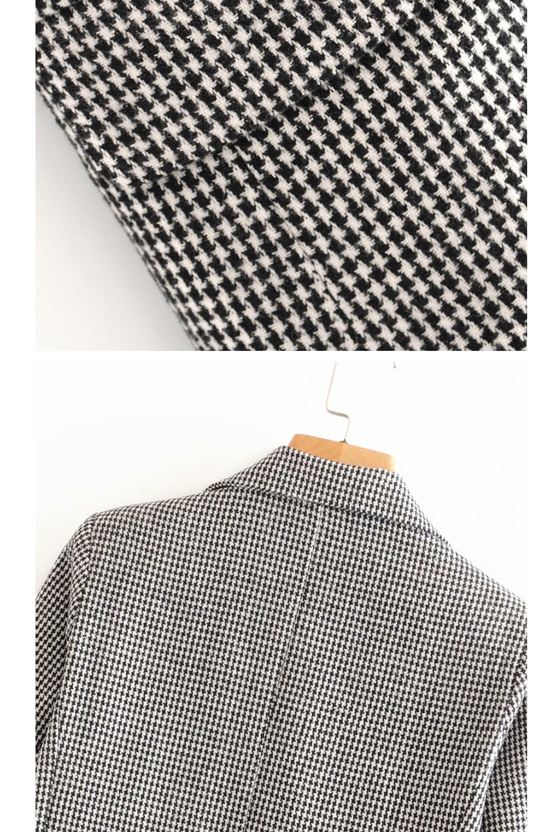 Fashion Black Houndstooth Double Breasted Suit,Coat-Jacket