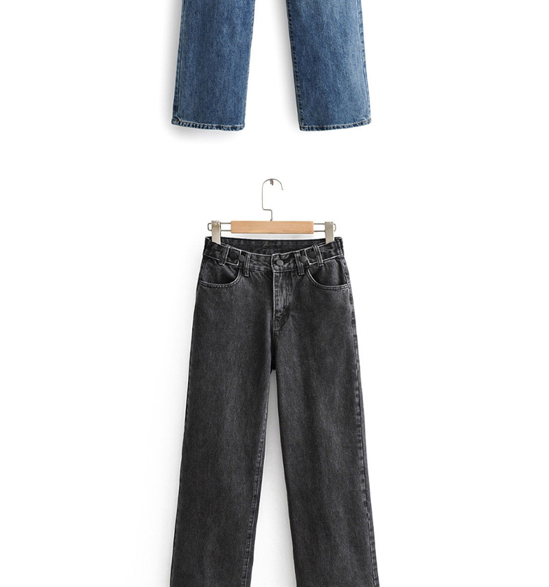 Fashion Black Washed High-rise Wide-leg Jeans,Denim