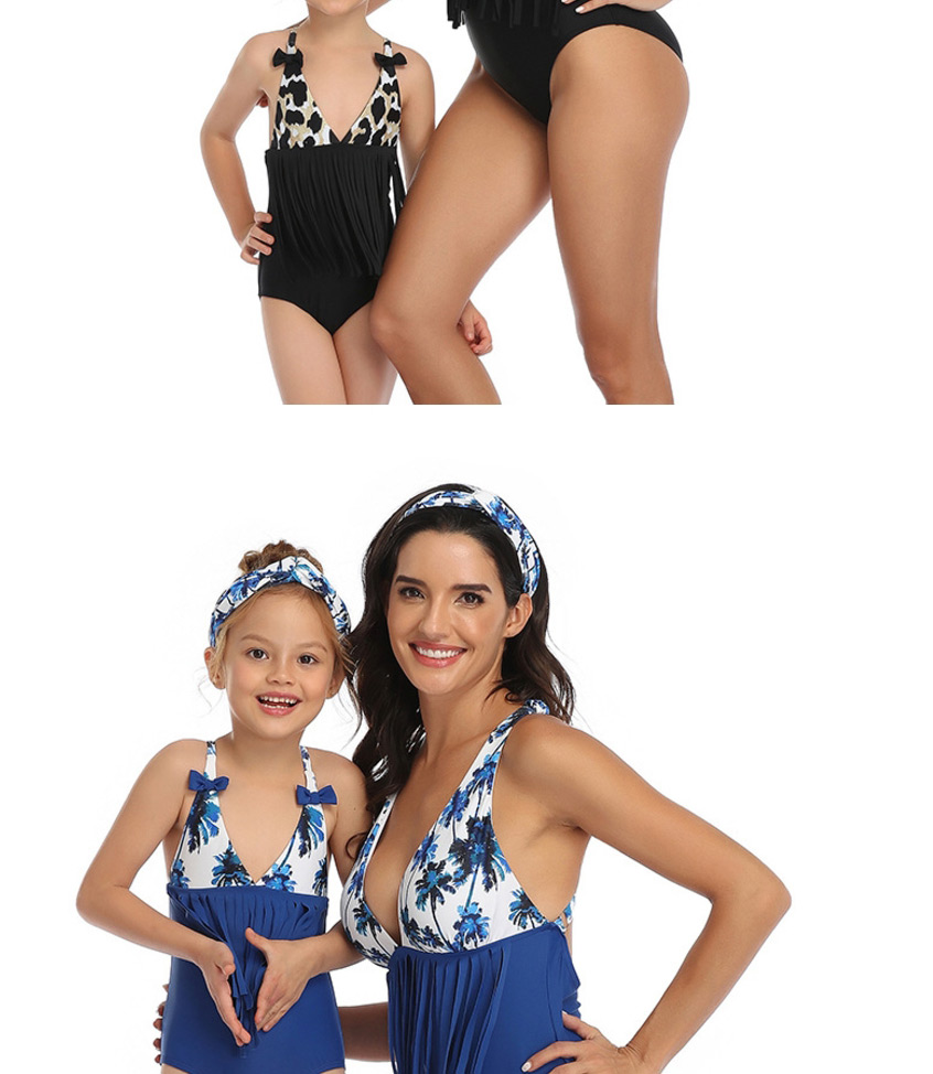 Fashion Red Contrast Stitching Fringed Parent-child One-piece Swimsuit For Children,Kids Swimwear