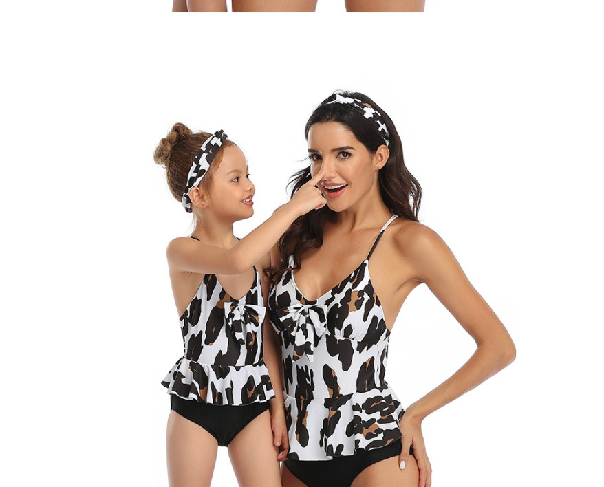 Fashion Green Leaf Siamese Printed Knotted Parent-child One-piece Swimsuit Adult,One Pieces