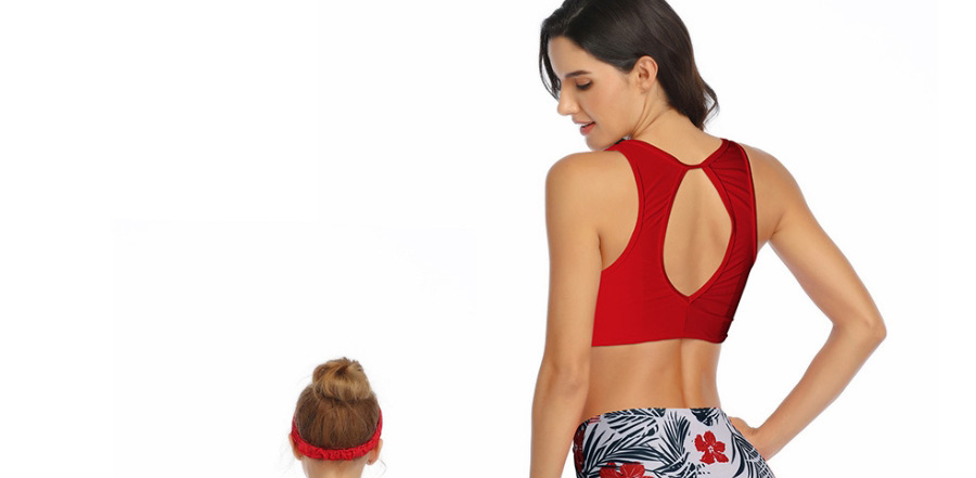 Fashion Red Hollow Ruffle Fringe High Waist Bikini Adult,Kids Swimwear