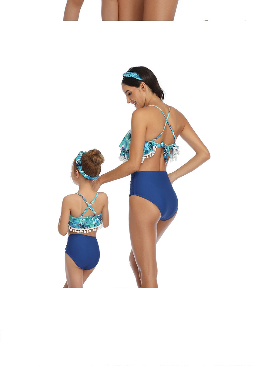 Fashion Blue Ball Hollow Lotus Leaf Parent-child Bikini Children,Kids Swimwear