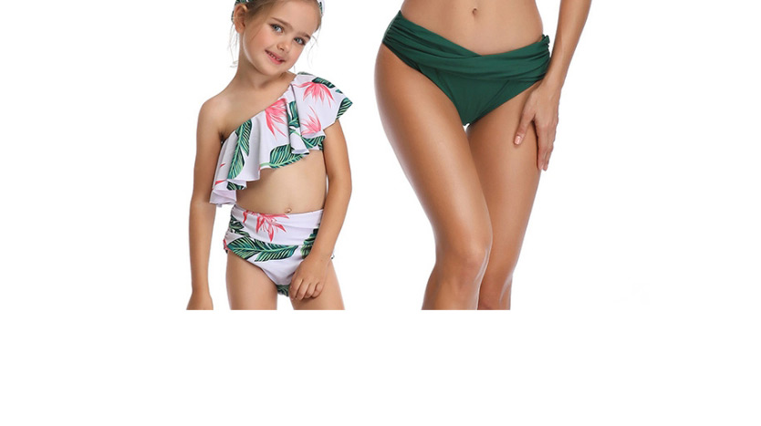 Fashion Green Foliage Print Flash Bikini Children,Kids Swimwear