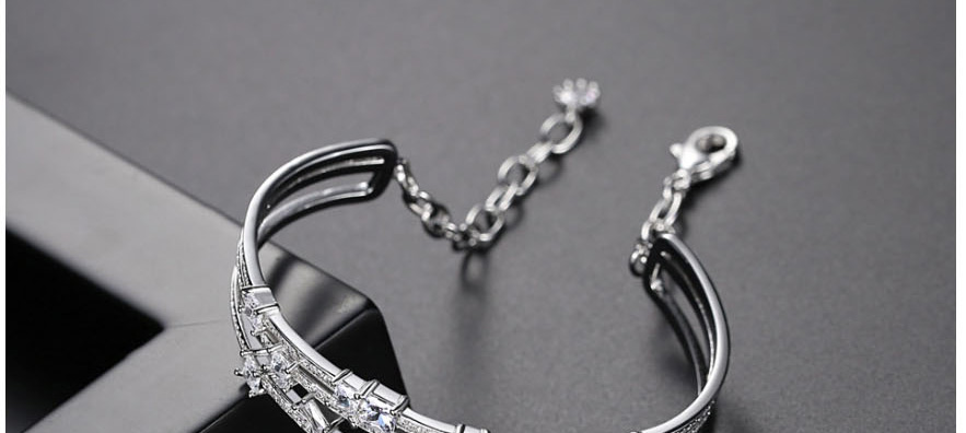 Fashion Platinum Cubic Zirconium Hollow Bracelet,Bracelets