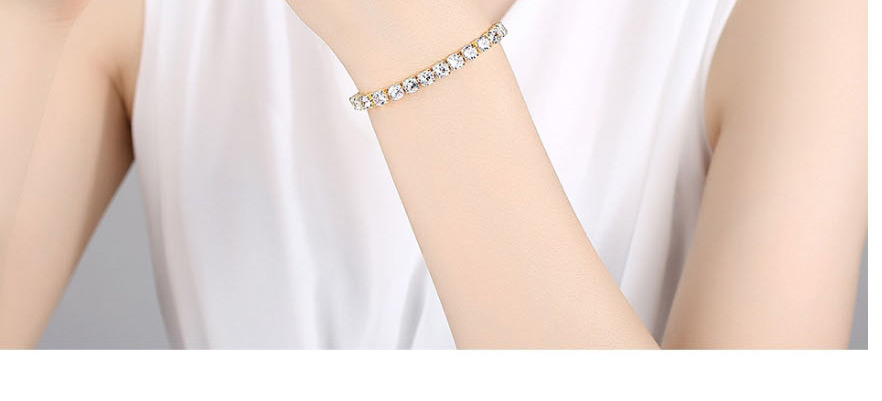 Fashion 3mm White Gold 17cm Cubic Zirconia Round Bracelet,Bracelets