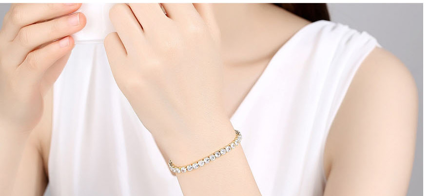 Fashion 5mm White Gold 19cm Cubic Zirconia Round Bracelet,Bracelets