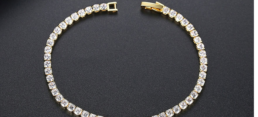 Fashion 5mm White Gold 19cm Cubic Zirconia Round Bracelet,Bracelets