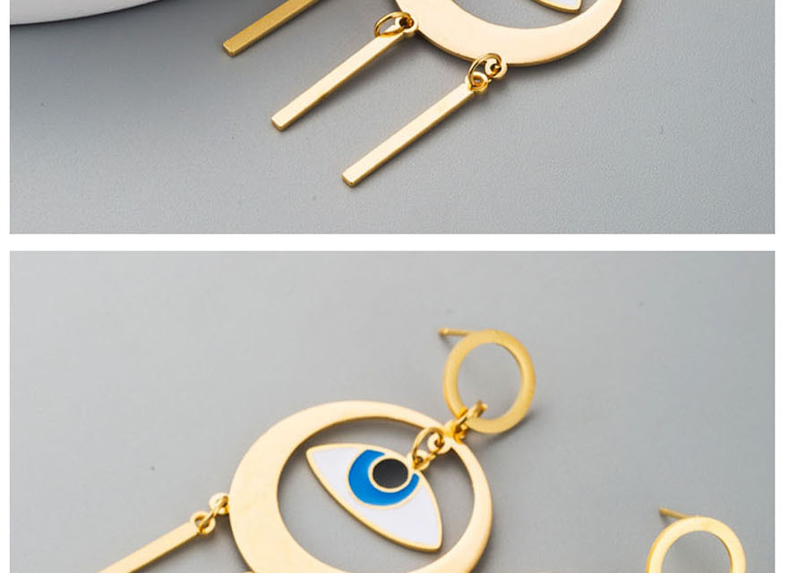 Fashion Golden Stainless Steel Drip Eye Tassel Earrings,Earrings
