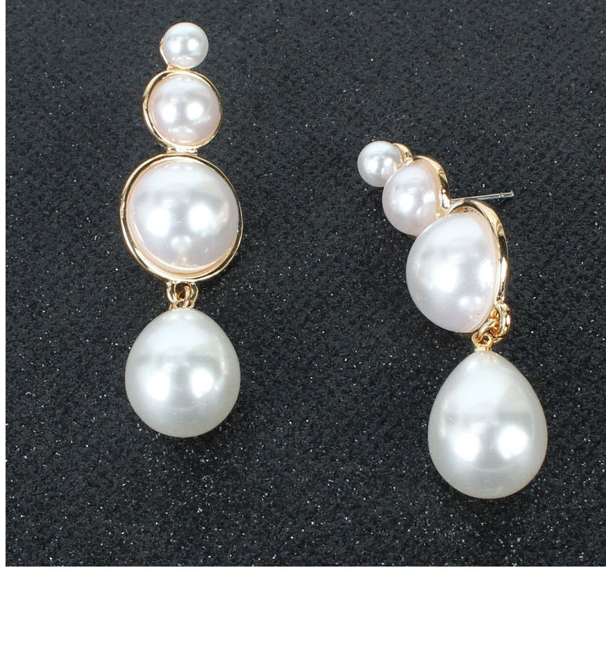 Fashion White K Drop-shaped Alloy Inlaid Pearl Earrings,Drop Earrings