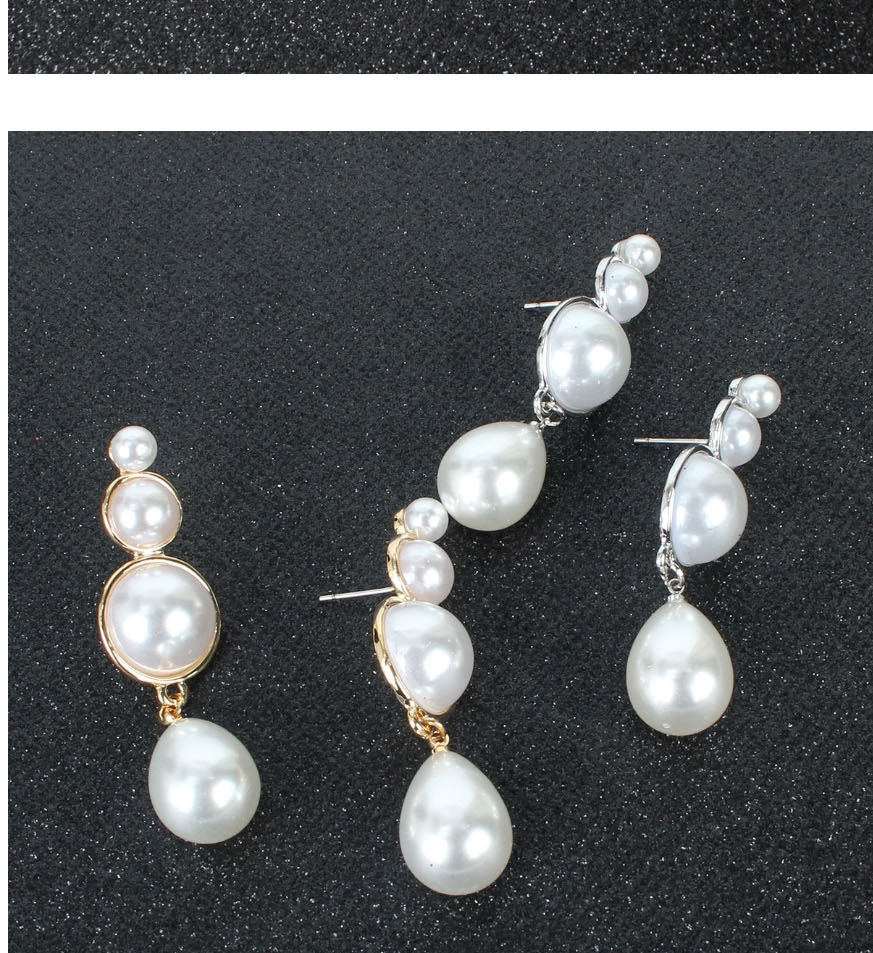 Fashion Golden Drop-shaped Alloy Inlaid Pearl Earrings,Drop Earrings