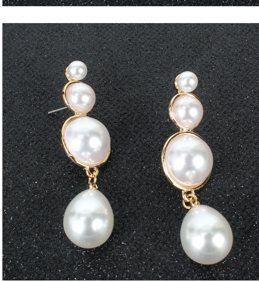 Fashion Golden Drop-shaped Alloy Inlaid Pearl Earrings,Drop Earrings