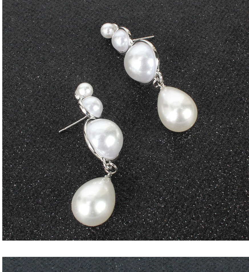 Fashion White K Drop-shaped Alloy Inlaid Pearl Earrings,Drop Earrings