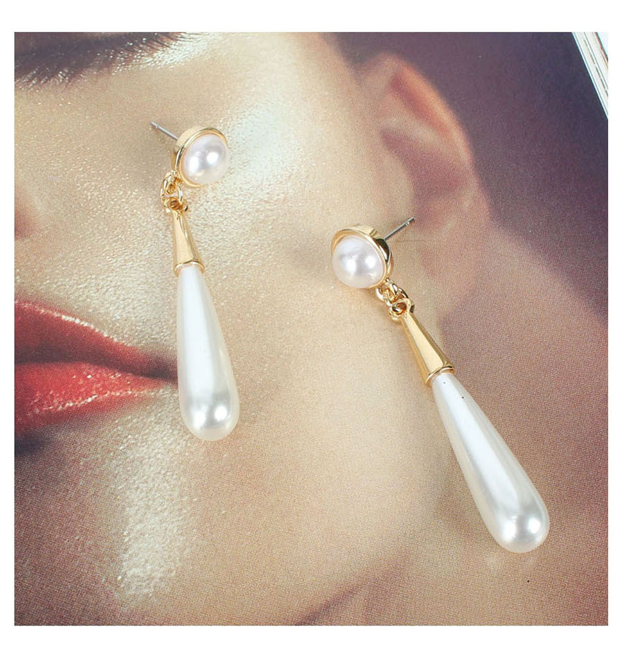 Fashion Golden Imitation Pearl Drop Earrings,Drop Earrings