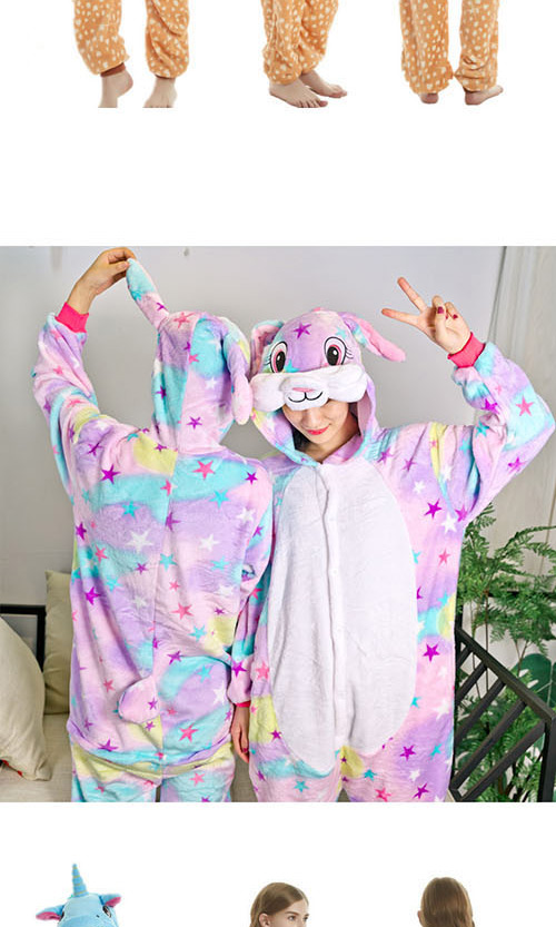 Fashion Color Star Pegasus Starry Sky Horse Hit Color Flannel One-piece Pajamas,Cartoon Pajama