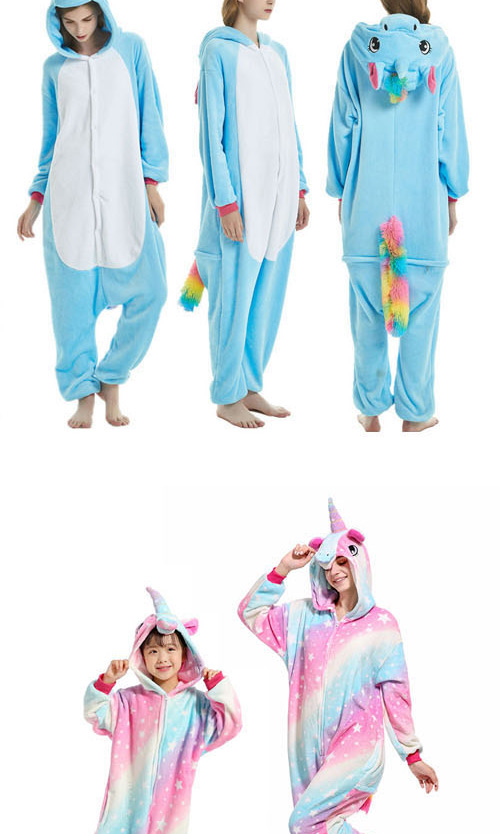 Fashion Colored Hair Day Horse Colored Wool Day Flannel One-piece Pajamas,Cartoon Pajama