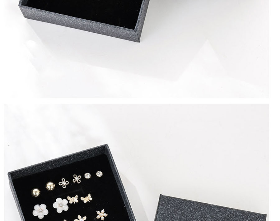 Fashion Gray Hard Paper Mirror Stud Box,Jewelry Findings & Components