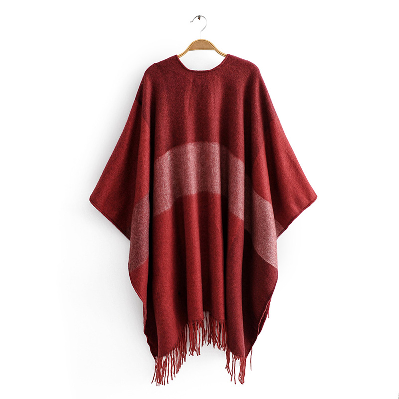 Fashion Pink Faux Cashmere Fringed Striped Shawl Scarf,Thin Scaves