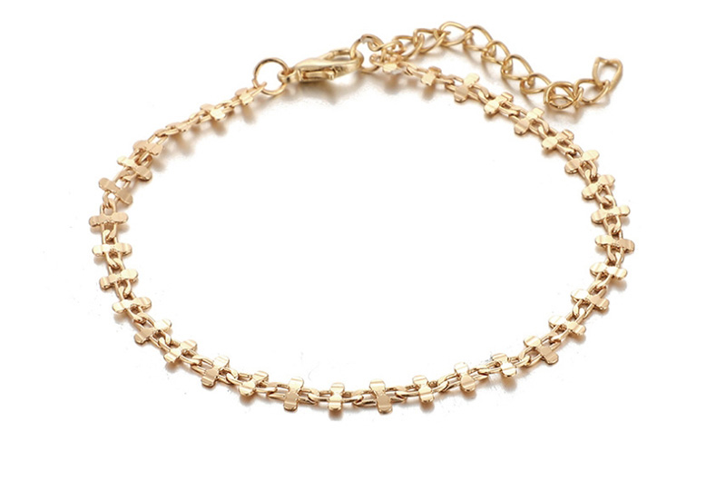 Fashion Golden Crushed Stone Pearl Crescent Horn Horn Bracelet Set Of 6,Fashion Bracelets