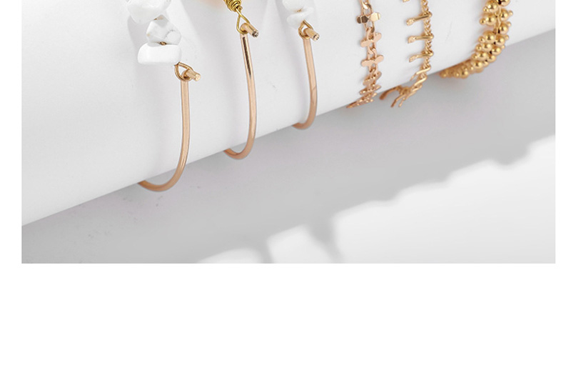Fashion Golden Crushed Stone Pearl Crescent Horn Horn Bracelet Set Of 6,Fashion Bracelets