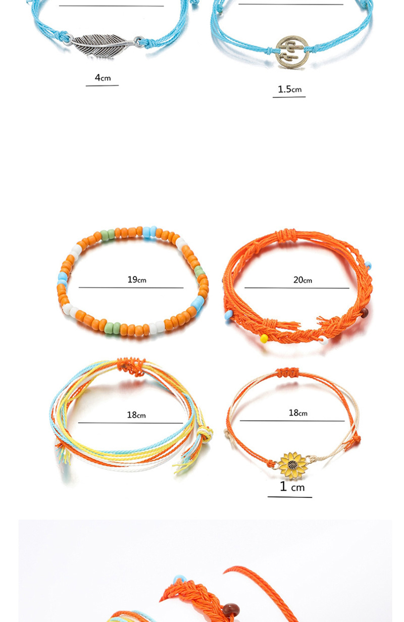 Fashion Color Cord Rope Woven Flower Rice Beads Shell Bracelet Set,Beaded Bracelet