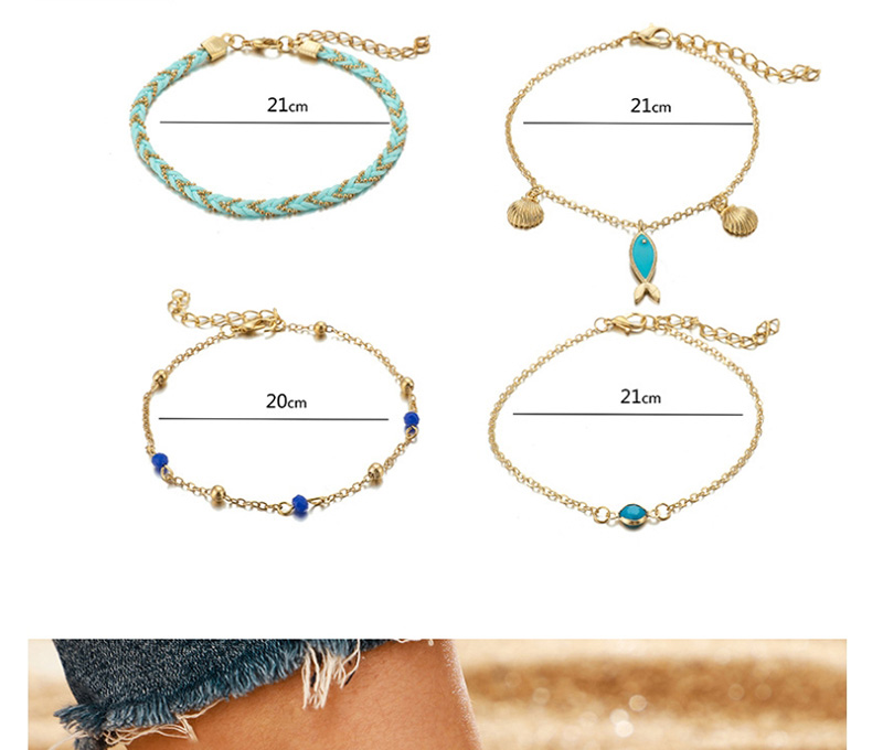 Fashion Golden Shell Fish Fish Anklet Set Of 4,Fashion Anklets