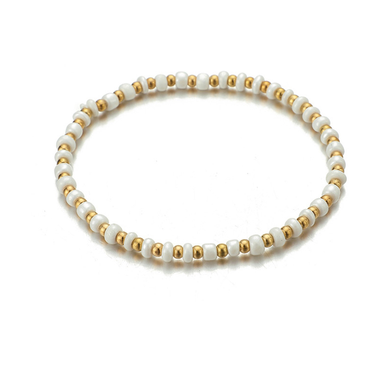Fashion Golden Shell Multi-layer Rice Bead Anklet Set Of 5,Beaded Bracelet