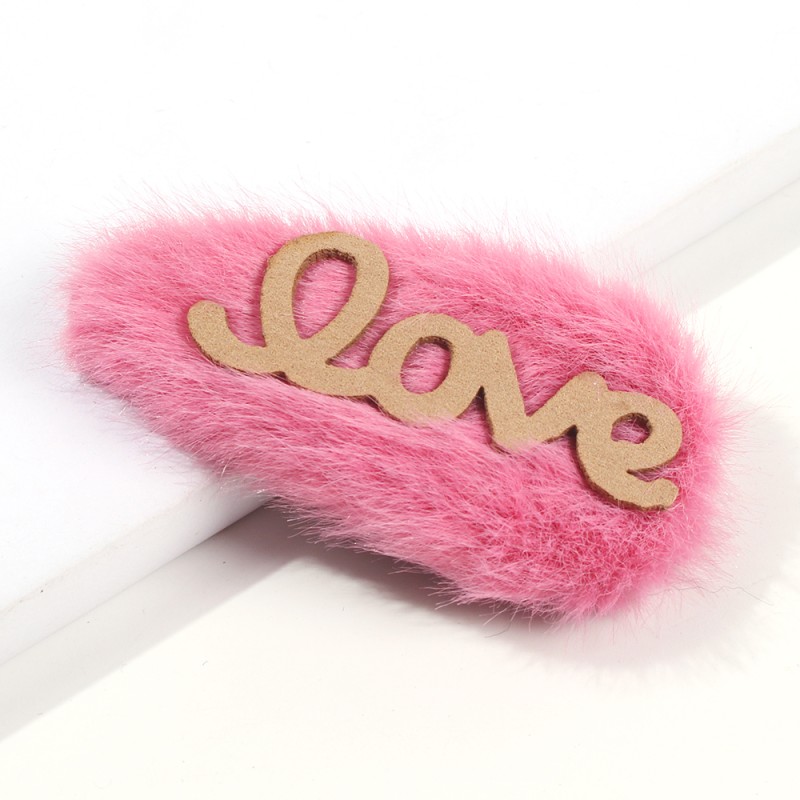 Fashion Rose Red Alloy Plush Love Letter Bb Clip,Hairpins