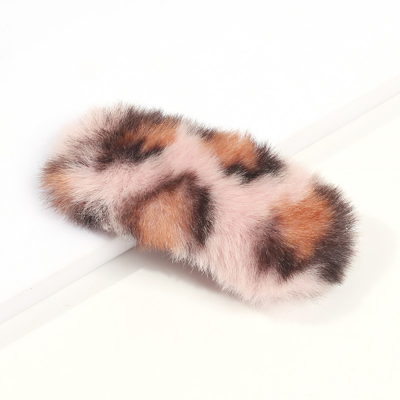 Fashion Pink Leopard Print Alloy Plush Bb Hair Clip,Hairpins