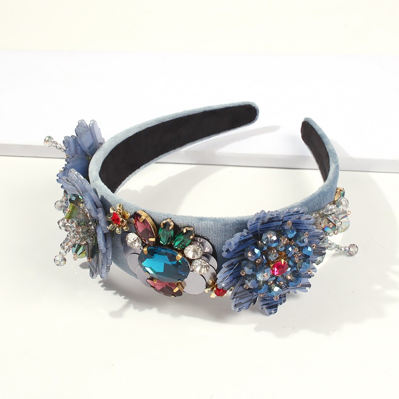 Fashion Gray Blue Cloth Alloy Sequins Diamond Headband,Head Band