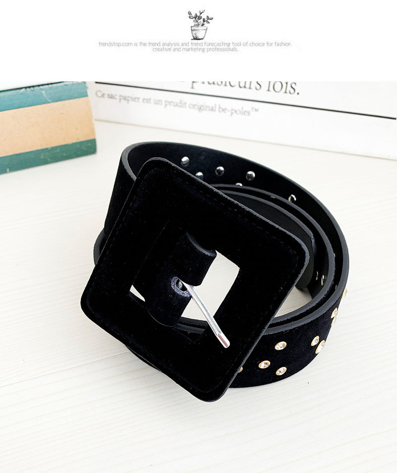 Fashion Black Pu Velvet Alloy Diamond Belt,Wide belts
