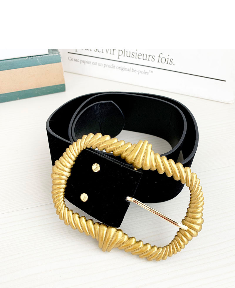 Fashion Black Pu Velvet Alloy Rectangular Belt,Wide belts