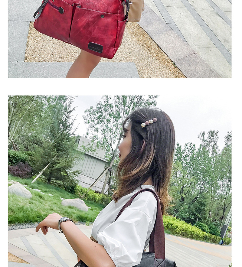Fashion Red Zipped Panel Shoulder Bag,Messenger bags