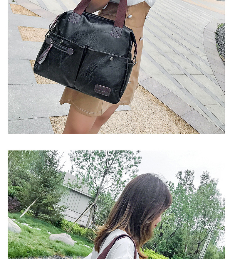 Fashion Brown Zipped Panel Shoulder Bag,Messenger bags