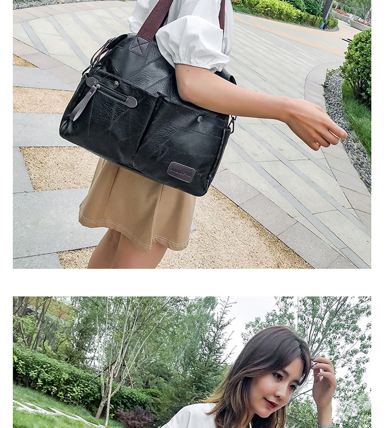 Fashion Black Zipped Panel Shoulder Bag,Messenger bags
