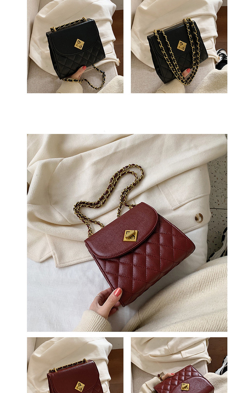Fashion Red Wine Diamond Chain Shoulder Bag,Messenger bags