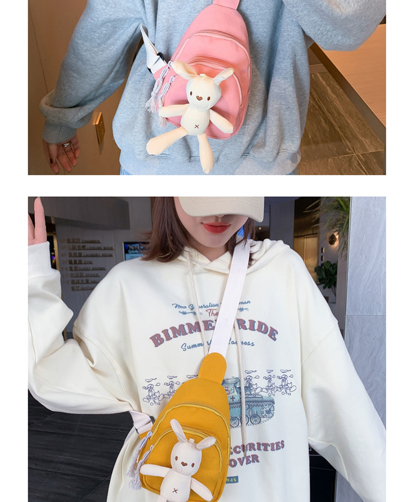 Fashion Pink Canvas Contrast Bunny Crossbody Bag,Shoulder bags