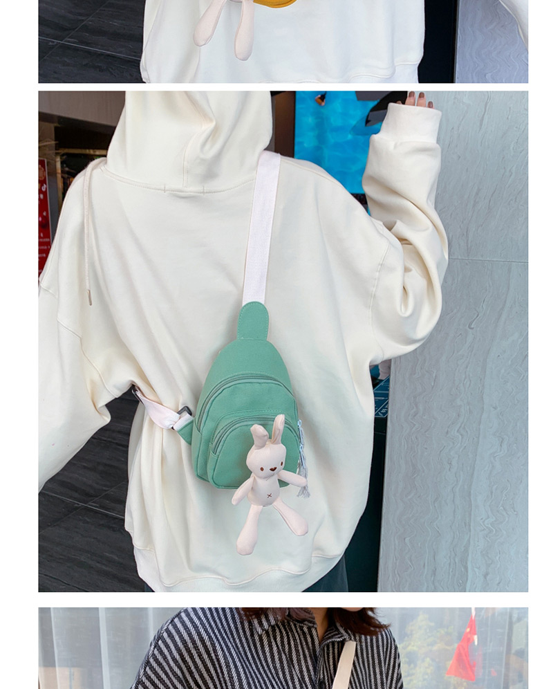 Fashion Green Canvas Contrast Bunny Crossbody Bag,Shoulder bags