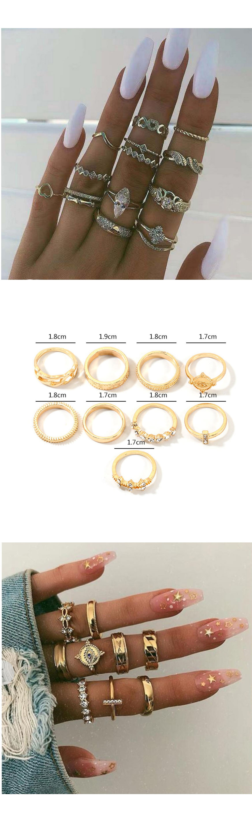 Fashion Silver Love Flower Hollow Ring Set,Rings Set